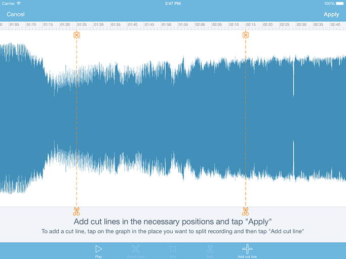 recording editor ipad screenshot